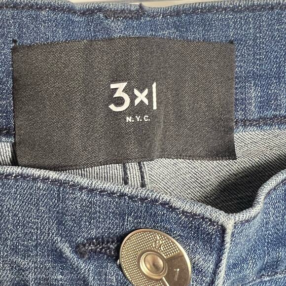 3X1 W3 Frayed Hem Skinny Cropped Jeans High-Rise Indigo Medium Wash Size 12 NWT - Picture 9 of 14